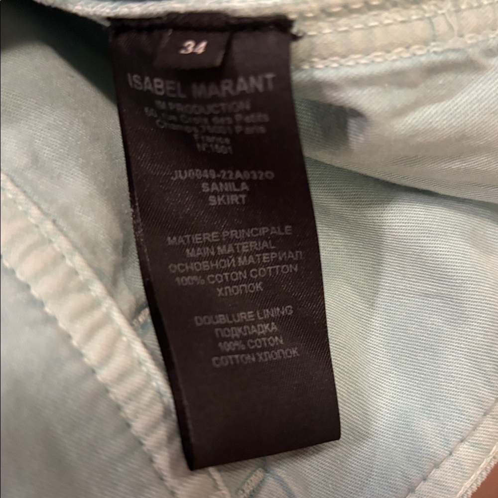 Isabel Marant Women’s Light Blue Denim Skirt With Belt Size 34/2 - Picture 5 of 5